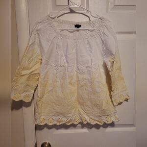 Women's White and Yellow Top